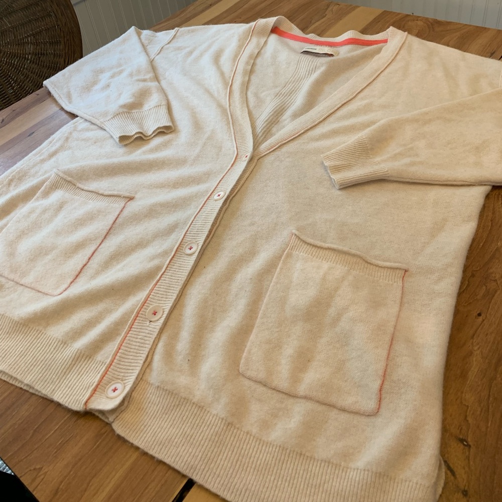Anthropologie Pilcro Kelly Boyfriend Cashmere Cardigan Cream